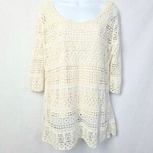 Christopher & Banks Ivory Crochet Lace Top Tank Lined M